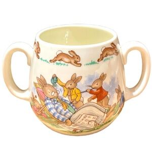 Vintage Royal Doulton Bunnykins Double Handled Bone China Mug Disturbing Father